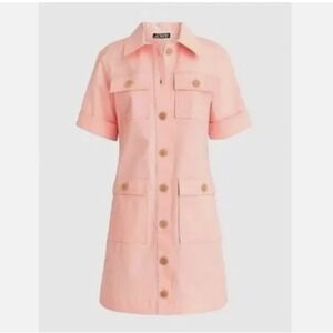 J.Crew NWT Gamine Shirt Dress Light Pink Cotton Twill Patch Pockets Mini Utility